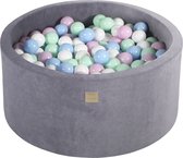 Ballenbak VELVET Steel - 90x40 incl. 300 ballen - Baby Blauw, Wit, Mint, Pastel Roze