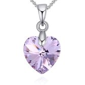 Ketting collier met Swarovski element hanger hartje paars