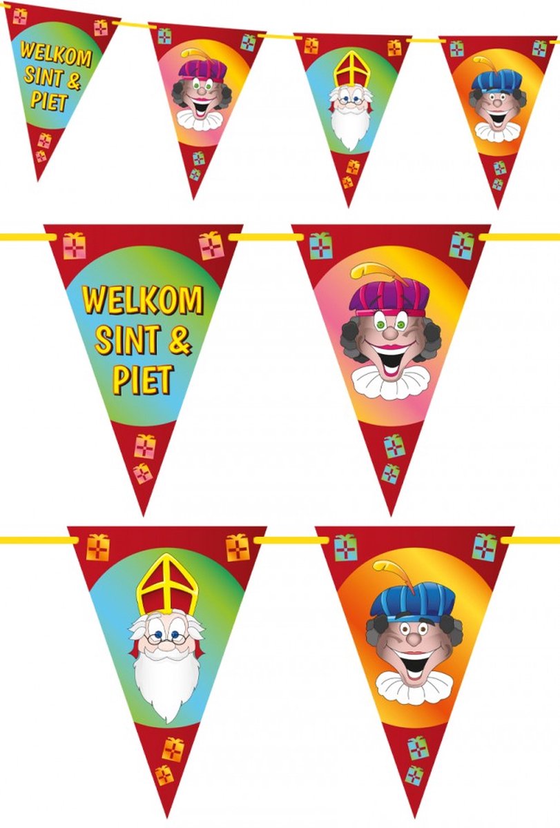 6 x Vlaggenlijn Welkom Sint en Piet