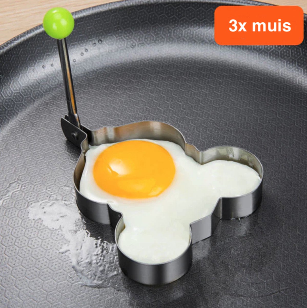 Muis vorm – 3 stuks – pannenkoeken vorm – Ei frame – ei muis – Pancake – Bak ring – Egg bakvorm - Omelettes - RVS