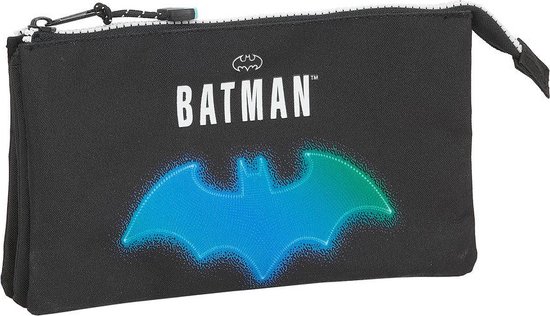 Foto: Pennenetui met 3 vakken batman bat tech zwart