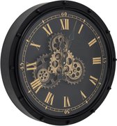 Radarklok | Wandklok | draaiende tandwielen | zwart | 51CM