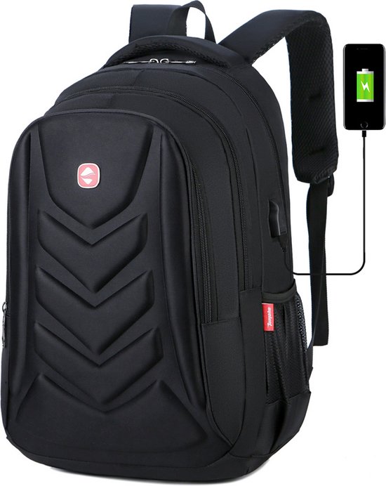 Walixpro® - Sac à dos avec compartiment pour ordinateur portable jusqu'à 15,6 pouces-Femmes Hommes-Sac unisexe-Sac à dos pour ordinateur portable - Zwart