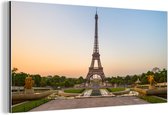 Wanddecoratie Metaal - Aluminium Schilderij Industrieel - Parijs - Eiffeltoren - Zonsopgang - 120x60 cm - Dibond - Foto op aluminium - Industriële muurdecoratie - Voor de woonkamer/slaapkamer
