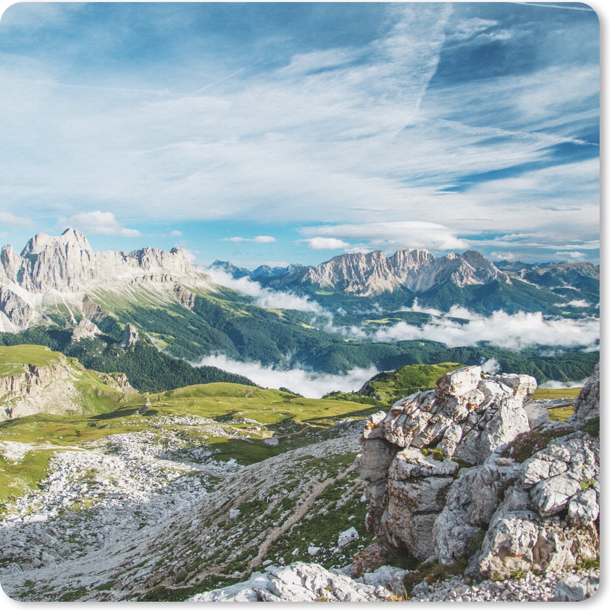 Muismat 30x30 cm - Mousepad Alpen - Rotsen - Gras - Muismatten
