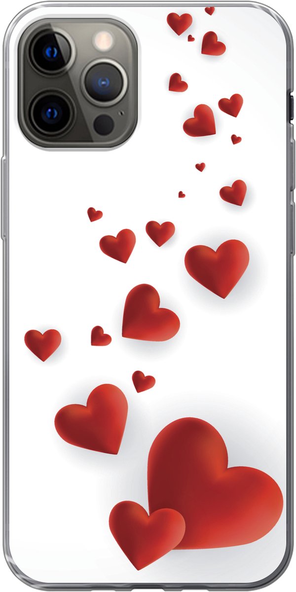 Telefoonhoesje Geschikt voor iPhone 12 Pro hoesje - Een illustratie van een pad van hartjes - Siliconen Telefoonhoesje Telefoonhoesje
