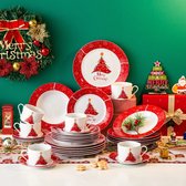 Serviesset 12 personen - Kerstdiner - Kerst servies - 60 delig - VEWEET