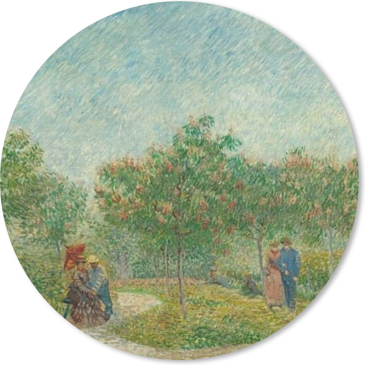 Muismat rond 20x20 cm - Mousepad Tuin met geliefden - Vincent van Gogh - Ronde muismatten