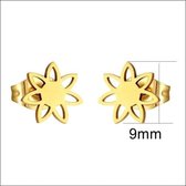 Aramat jewels ® - Zweerknopjes bloem oorbellen 9mm chirurgisch staal goudkleurig