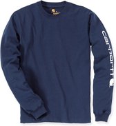 Carhartt EK231 Signature Sleeve Logo Longsleeve T-Shirt - Relaxed Fit - Navy - XL