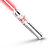 Laserpen zilver | Laserpointer laserlampje | Inclusief 3x batterijen | kattenspeeltjes kat | Niet oplaadbaar | Rode Laser
