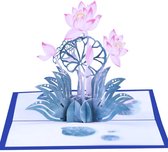 5 stuks- 3D wenskaarten met envelop - Wenskaarten - 3D pop up kaarten lotus - cadeau - verjaardagskaart - Greeting Cards