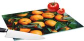 Glazen Snijplank - 39x28 - Fruit - Sinaasappel - Bladeren - Snijplanken Glas