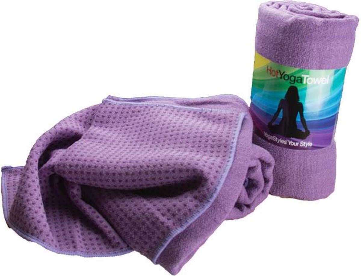 YogaStyles Hot Yoga handdoek paars (183x62cm, anti-slip)