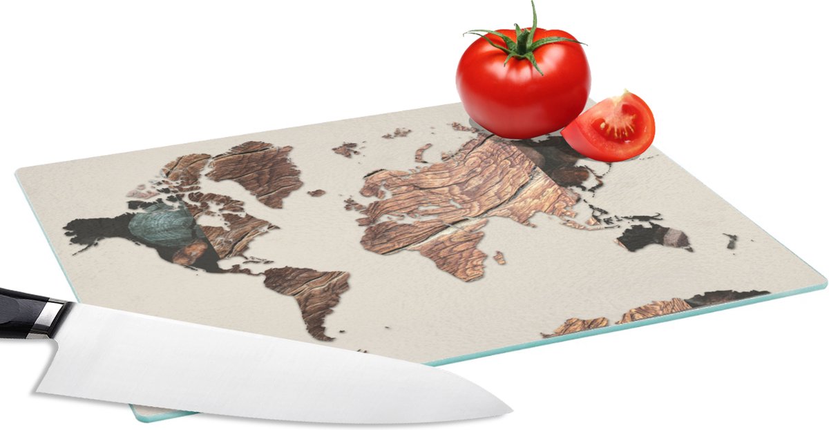 Glazen Snijplank - 28x20 - Kaart - Boom - Natuur - Snijplanken Glas