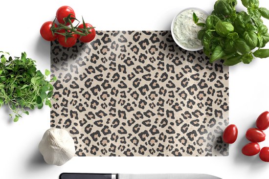 Planche à découper en Verres - 39 x 28 - imprimé panthère - Wit - rose - Planches à découper en Glas