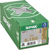 SPAX 161010601605 Stelschroef, Platkop, 6 x 160, Deeldraad, T-STAR plus T30 - WIROX - 100 stuks