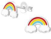 Joy|S - Zilveren regenboog oorbellen - 10 x 6 mm