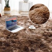 Hoobi® Zacht Pluche Vloerkleed- Hoogpolig fluffy tapijt - voor Woonkamer, Kinderkamer, Slaapkamer - Eenvoudig Wasbaar - Bruin 160 x 200 cm