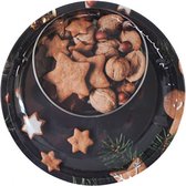 Kerstschalen van blik met hoog opstaande rand - 2 stuks - motief koekjes