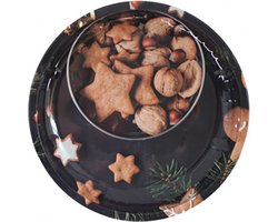 Kerstschalen van blik met hoog opstaande rand - 2 stuks - motief koekjes