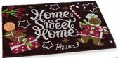 Kerst deurmat met antislipbodem - peperkoek design - 40 cm x 60 cm - donker bruin