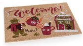 Kerst deurmat met antislipbodem - peperkoek design - 40 cm x 60 cm - licht bruin