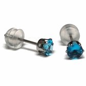 Aramat jewels ® - Zirkonia zweerknopjes rond 4mm oorbellen zee blauw chirurgisch staal