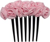 Jessidress® Insteekkammen Dames Haarschuifje met Satijnen Bloemen Haarspeld Dames Haarkam Haarclip Haarbloemen - Roze