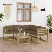 Decoways - 6-delige Loungeset met taupe kussens