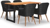 Decoways - 5-delige Tuinset met kussens poly rattan zwart