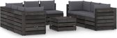 Decoways - 9-delige Loungeset met kussens grijs geïmpregneerd hout