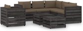 Decoways - 8-delige Loungeset met kussens grijs geïmpregneerd hout