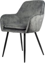 Julia Eetkamerstoel - Muntgroen | Vintage Velvet | Stoelen met zwart stalen poten | Design eetkamerstoelen - stoel met afneembaar stoelkussen