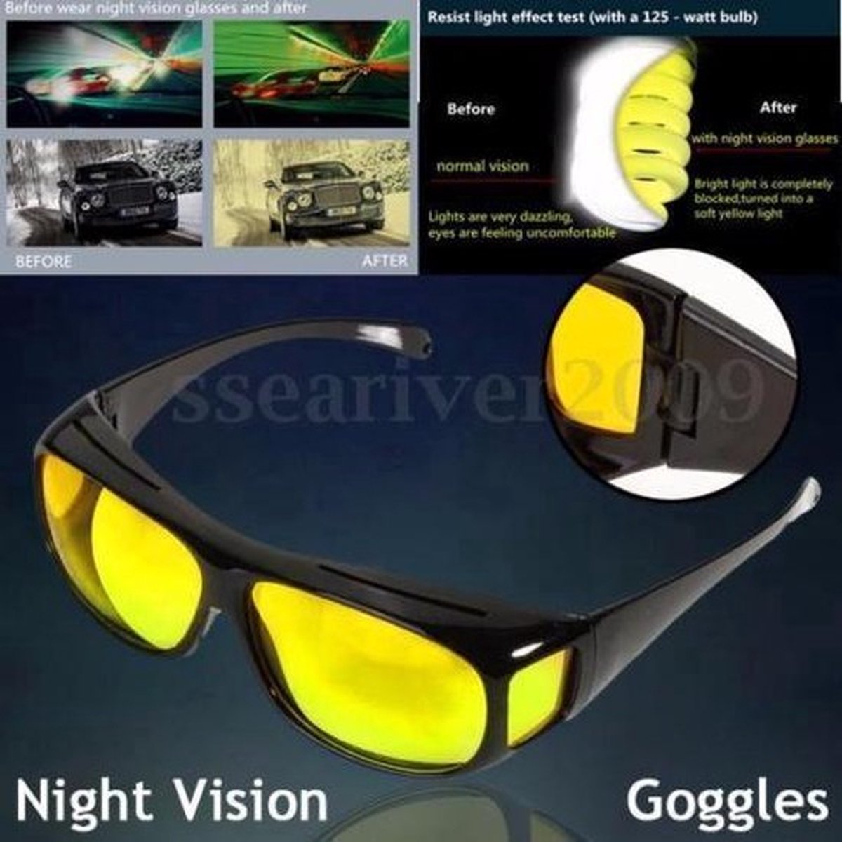 Synx Tools Nachtbril Du Luxe Nachtvisie - Veilig rijden - Auto Bril - Gele bril voor autorijden - Betere zicht - Safety