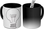 Magische Mok - Foto op Warmte Mok - One line tekening van gloeilamp - 350 ML