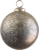 J-Line Kerstbal Antiek Glas Zilver/Grijs Medium Set van 6 Stuks