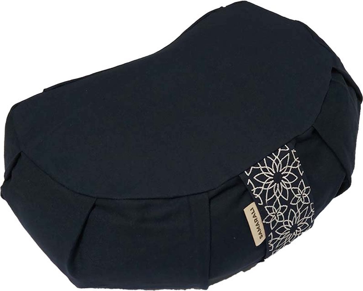 Bol.com Samarali Halve Maan Meditatiekussen - 38 × 25 × 14 cm – Ergonomisch Zafu Yoga Kussen – 100% Biologisch Katoen – Verstelb... aanbieding