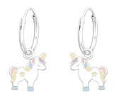 Joy|S - Zilveren eenhoorn oorbellen - pastel - unicorn oorringen