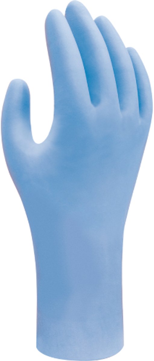 Showa 7500PF EBT Nitril Wegwerphandschoen blauw ongepoederd - maat L, 100 stuks - zware kwaliteit