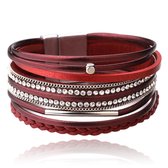 Rode multilayer dames armband Boho stijl met kristal