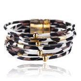 Dierenprint multilayer dames armband in de kleuren goud en bruin