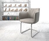 Gestoffeerde-stoel Elda-Flex met armleuning sledemodel rond chrom stripes lichtgrijs