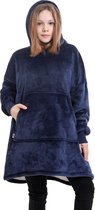 JAXY Hoodie Deken - Snuggie - Snuggle Hoodie - Fleece Deken Met Mouwen - 1150 gram - Navy blue