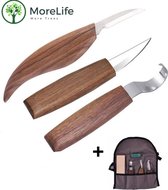Morelife Houtsnijder Set 3 stuks | Houtsnijwerk Set |Houtsnijden| Houtsnij beitel | Houtsnijdersmes