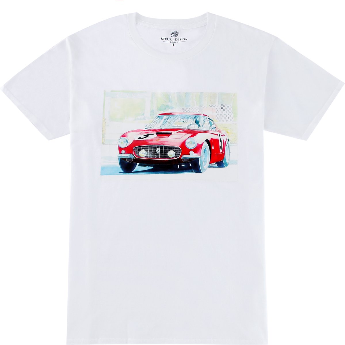 STEUR - DESIGN - T-shirt - wit - katoen - klassieke Ferrari - XXL