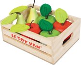 Pommes et poires en caisse en bois (7 pièces)