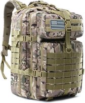 Hoobi® Army Backpack in Camouflage Groen - Grote Capaciteit - Tactical Rugzak - Waterdichte Militaire Rugtas – Outdoor Survival Tas - 50L inhoud