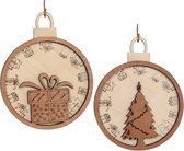 Houten kerstbal | Kerstboom met kerstcadeau