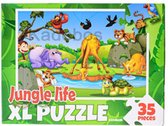 Vloerpuzzel jungle XL - 35 pcs - 62x46 cm - puzzel jungle life